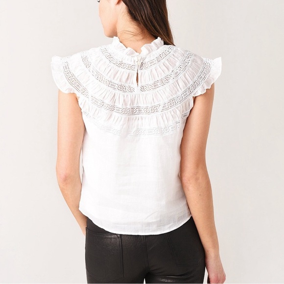 FRAME
Lace-Inset Short-Sleeve Blouse-M - Picture 3 of 9
